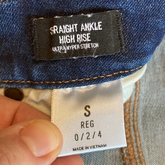 Express Womens Size S Straight Ankle High Rise Ultra Hyper Stretch Blue Jeans - Picture 11 of 15